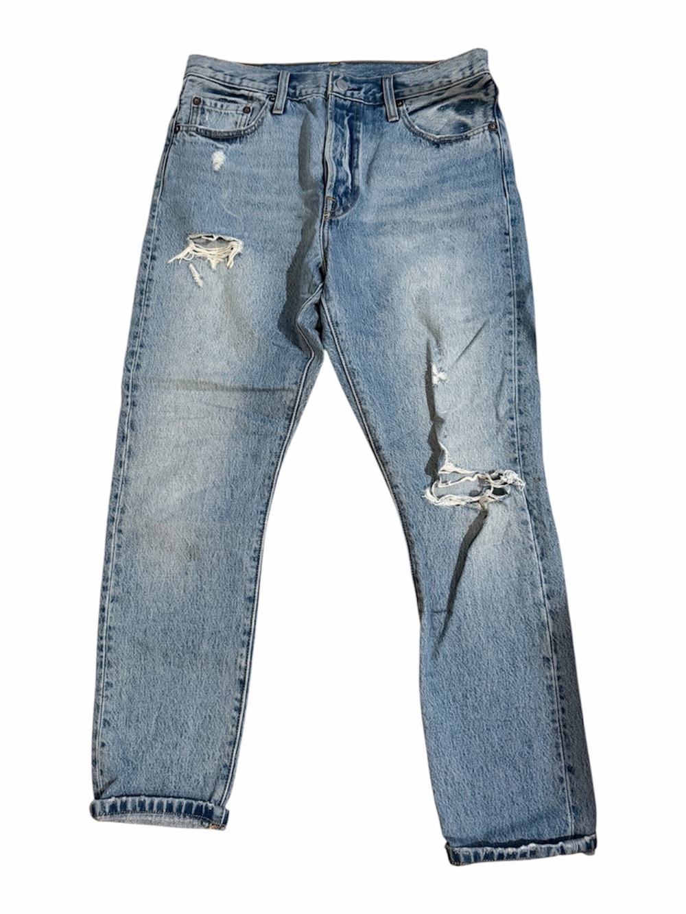 Levi's Light Blue Distressed Straight Jeans